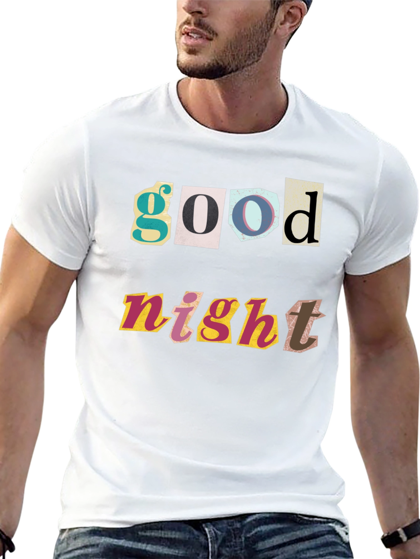 Good Night Graphic Print Black T-Shirt