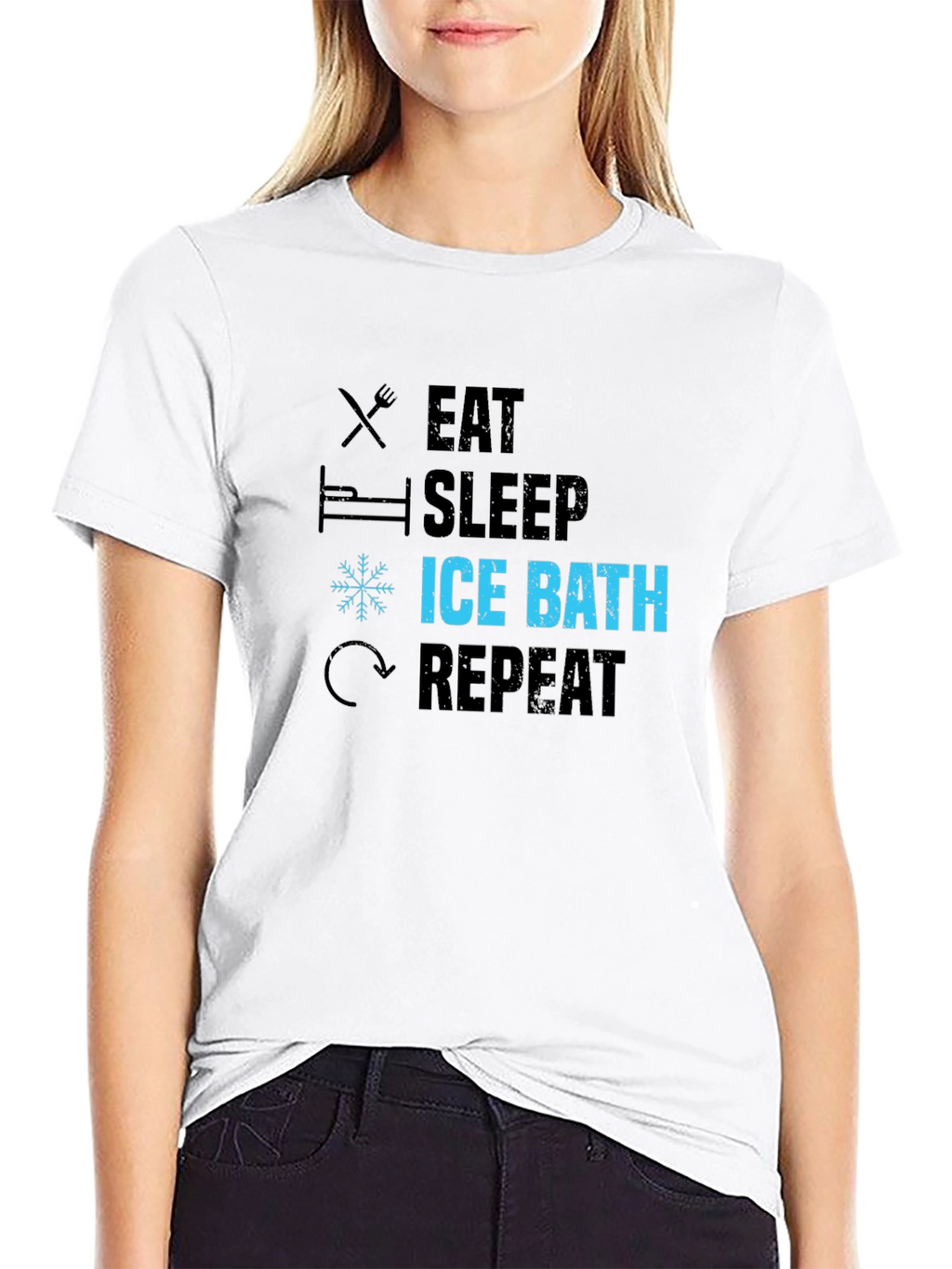 Eat Sleep Ice Bath Repeat Black Graphic T-Shirt