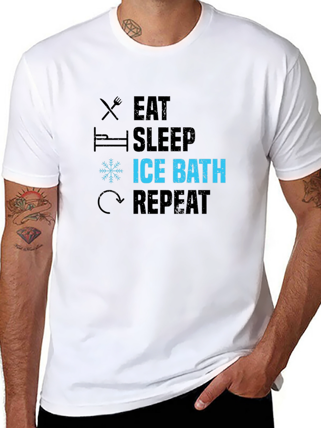 Eat Sleep Ice Bath Repeat Black Graphic T-Shirt