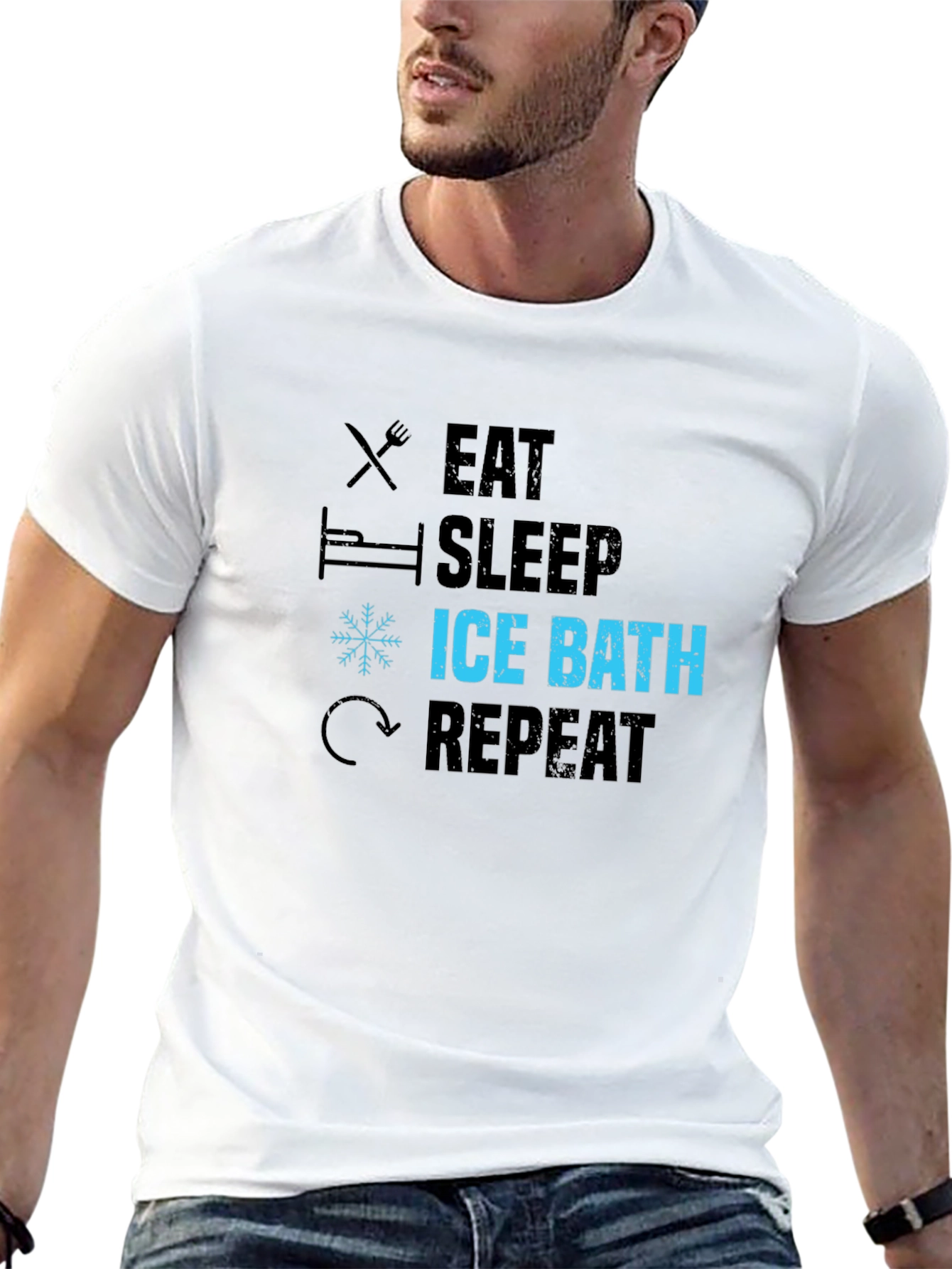 Eat Sleep Ice Bath Repeat Black Graphic T-Shirt