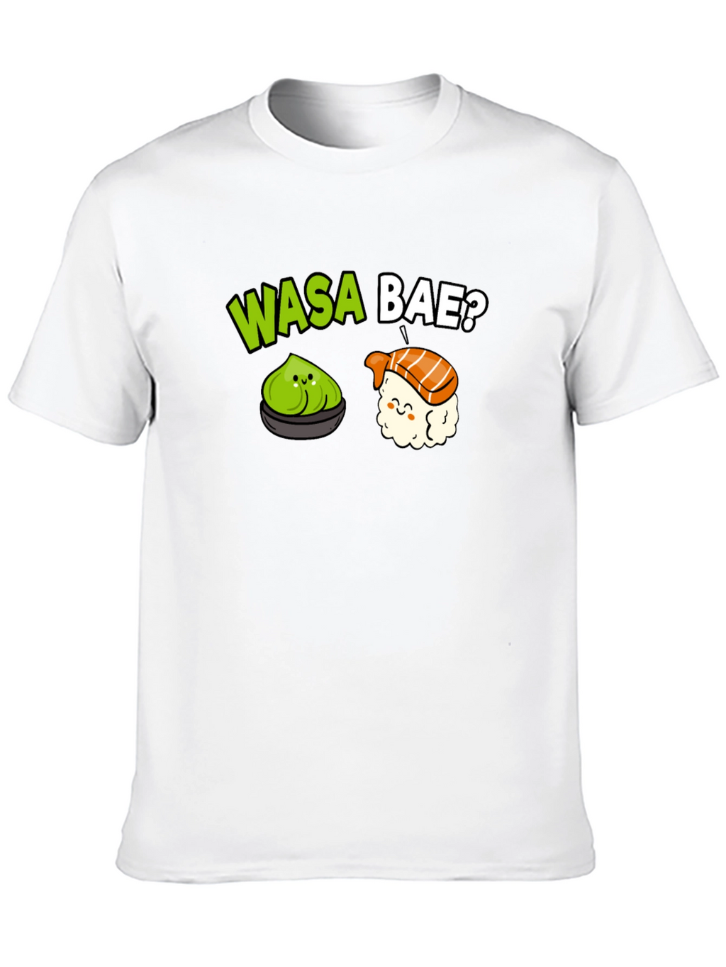 Wasa Bae? Sushi Pun T-Shirt - Black Cotton