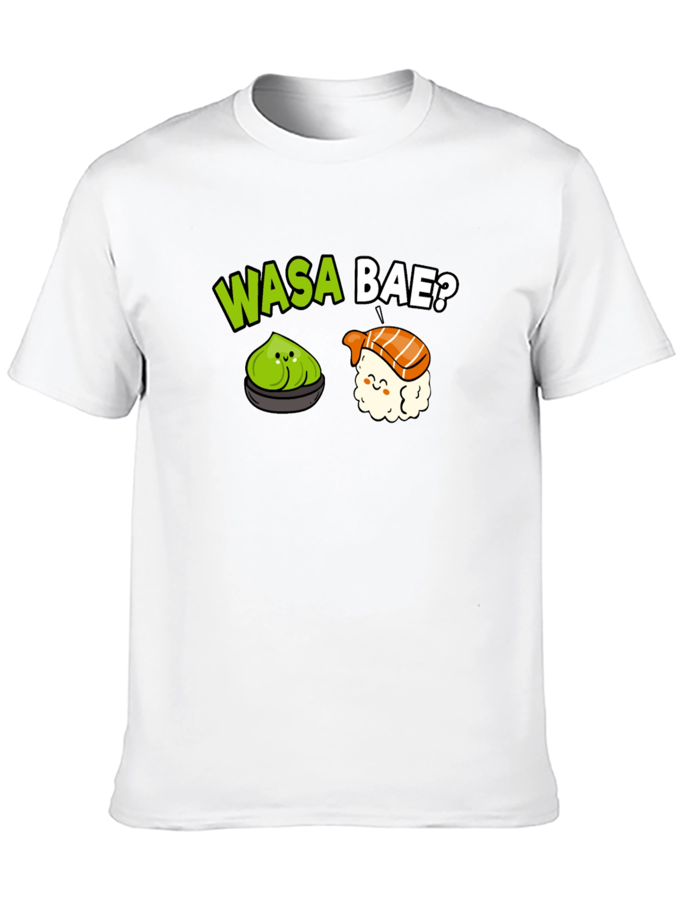 Wasa Bae? Sushi Pun T-Shirt - Black Cotton