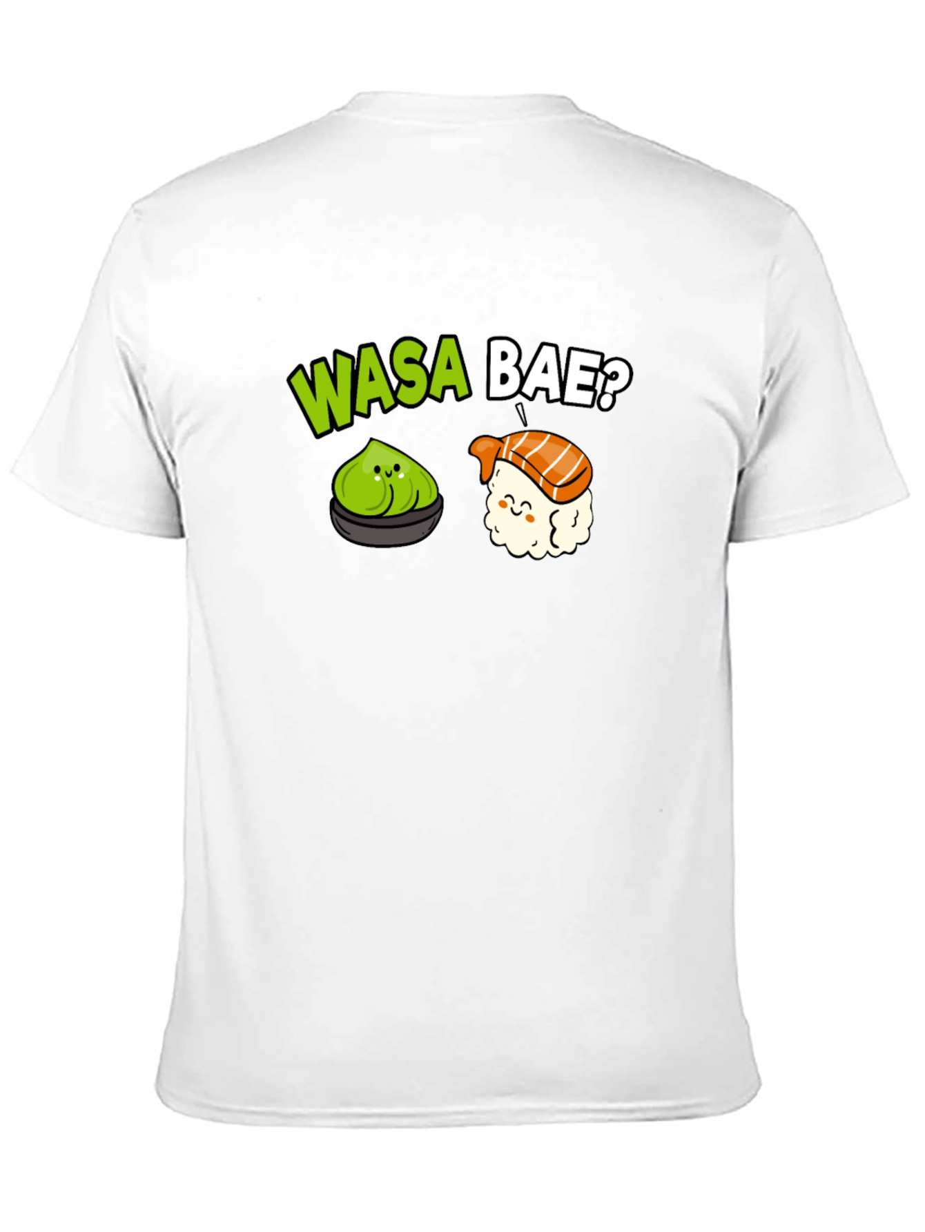Wasa Bae? Sushi Pun T-Shirt - Black Cotton