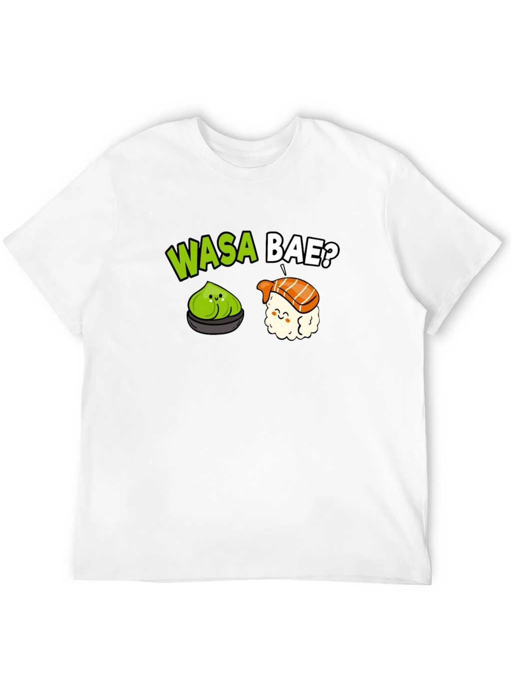 Wasa Bae? Sushi Pun T-Shirt - Black Cotton
