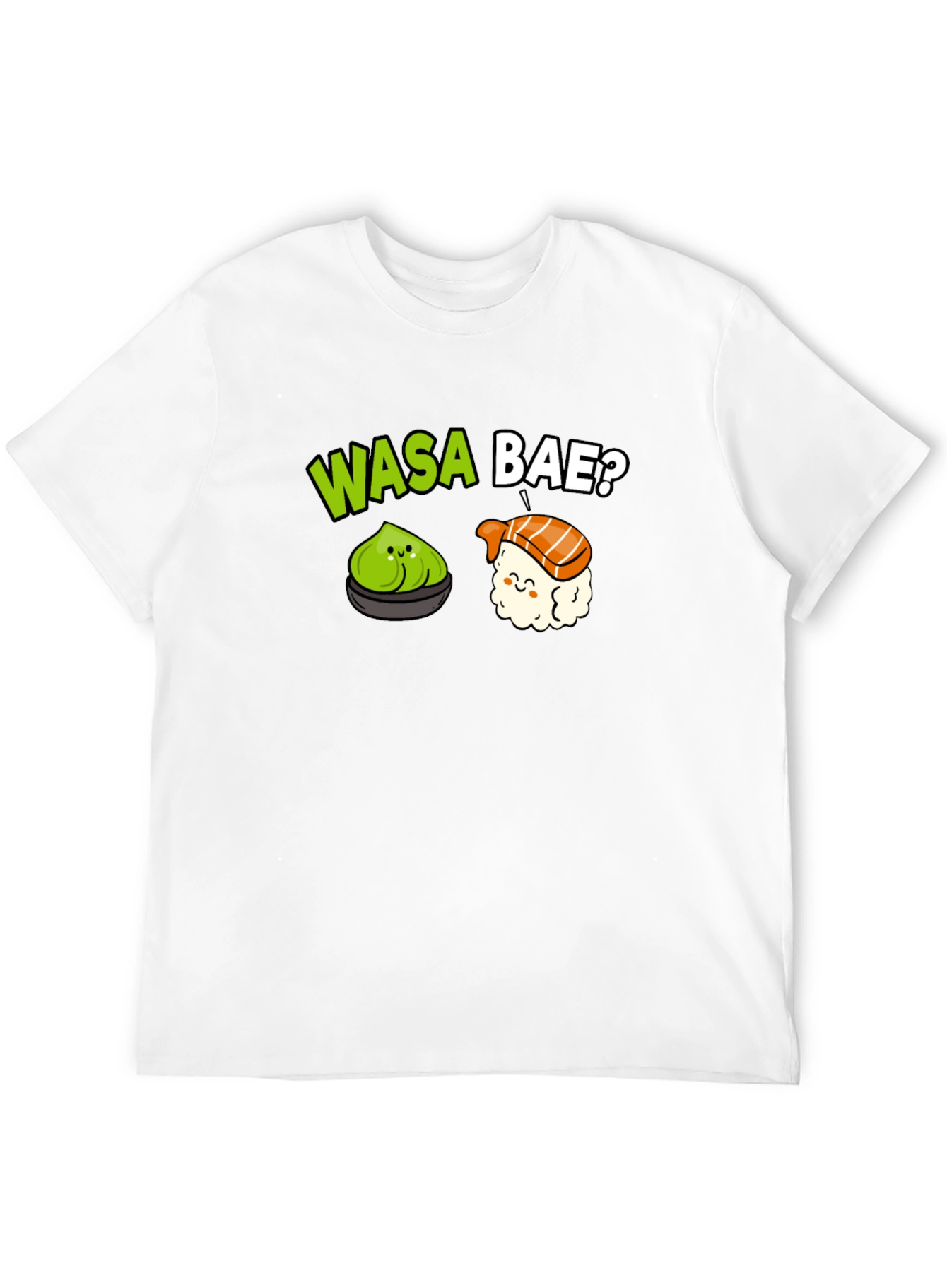 Wasa Bae? Sushi Pun T-Shirt - Black Cotton