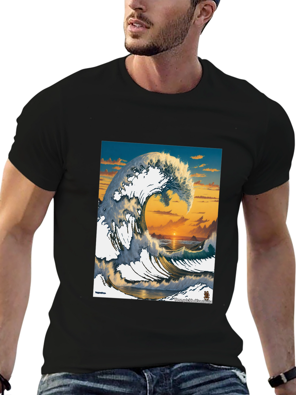 Great Wave Graphic Tee - Sunset Ocean Design