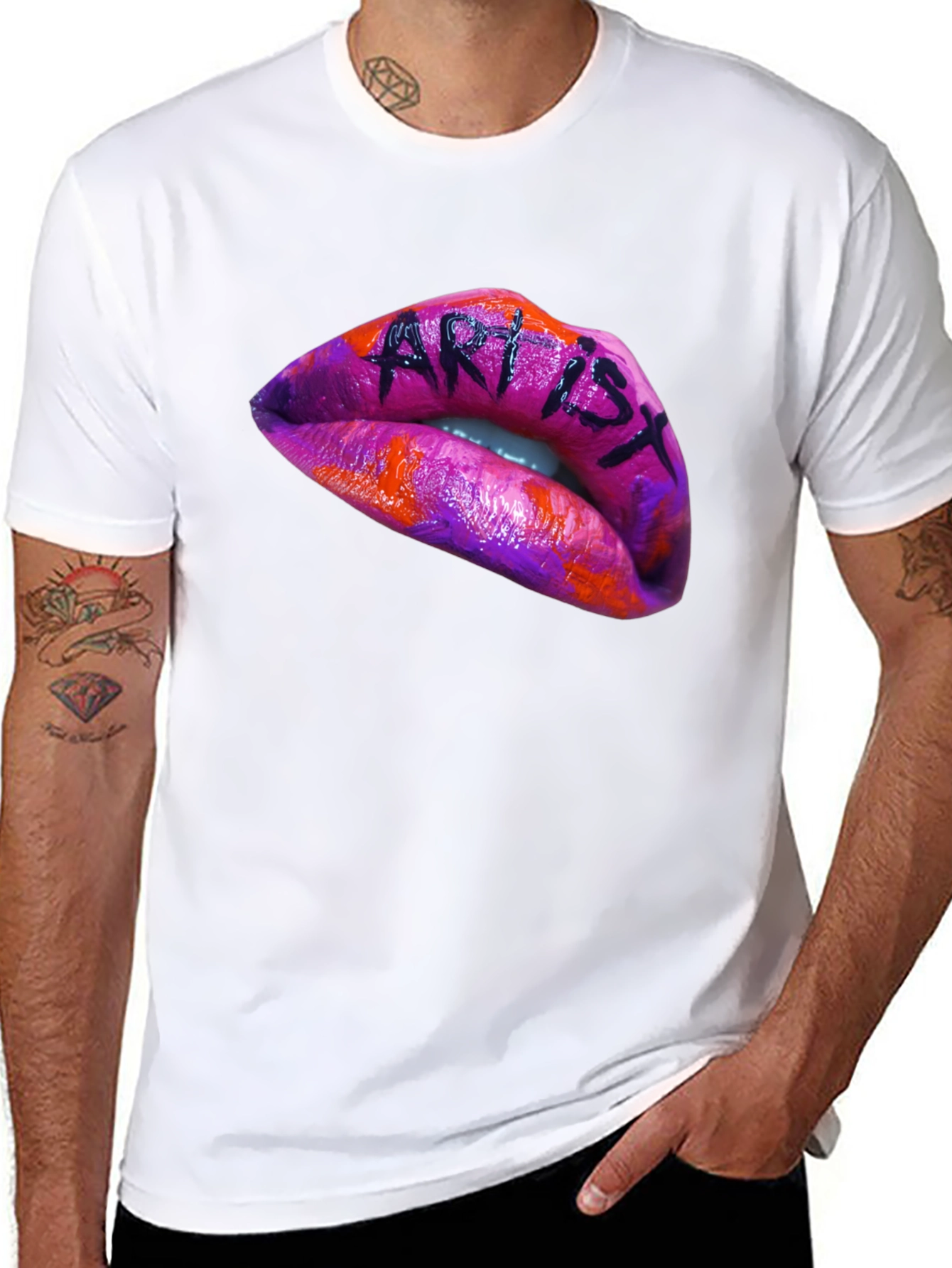 Artist Lips Graphic Black T-Shirt