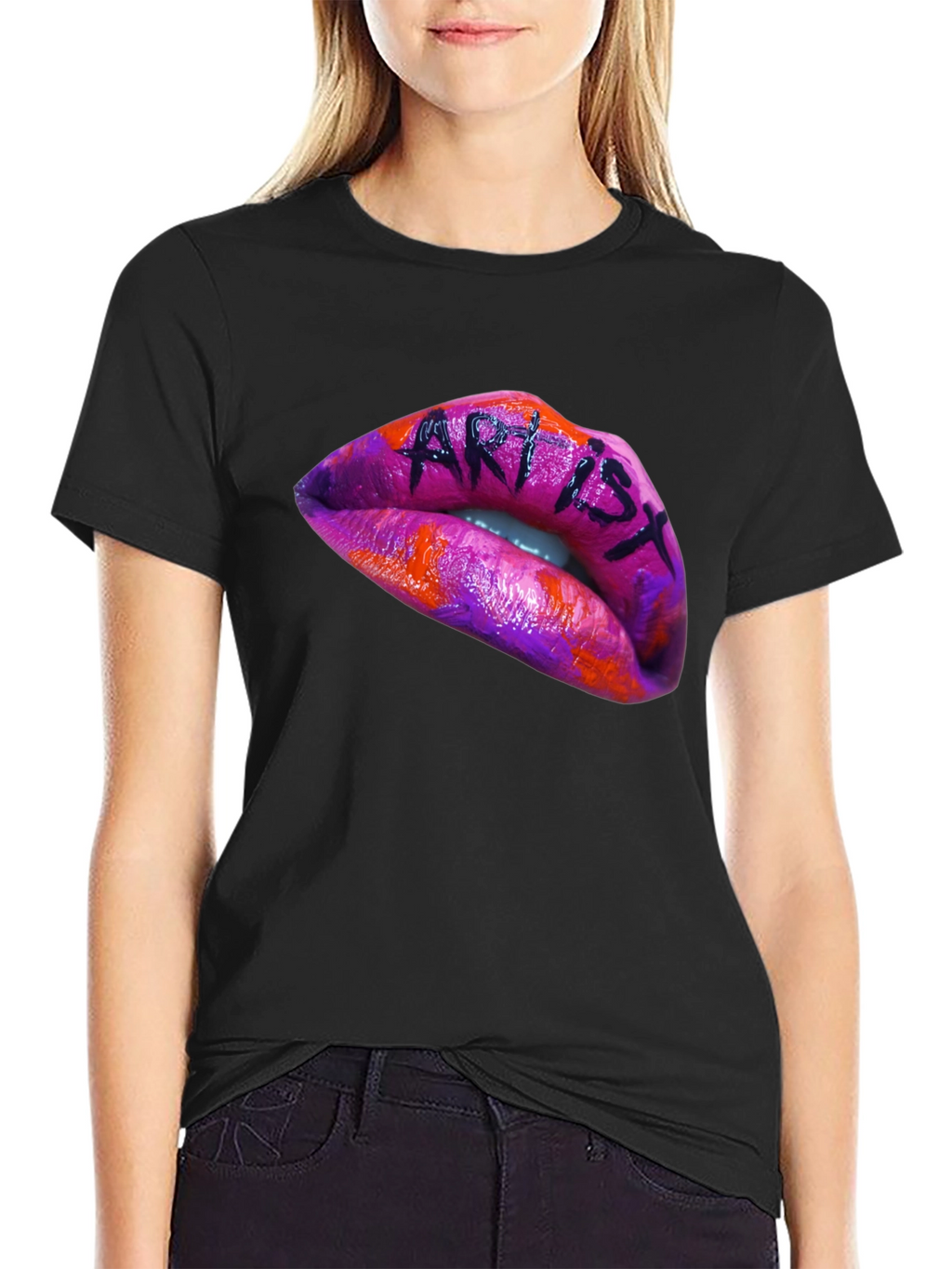 Artist Lips Graphic Black T-Shirt