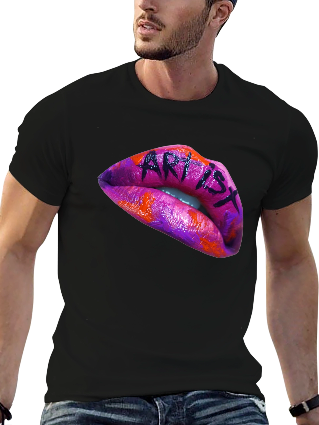Artist Lips Graphic Black T-Shirt