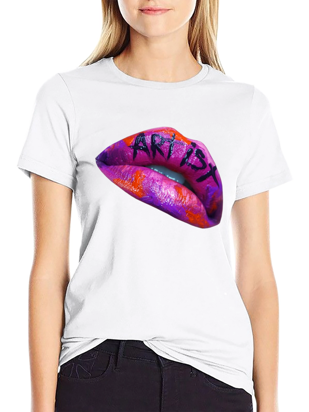 Artist Lips Graphic Black T-Shirt