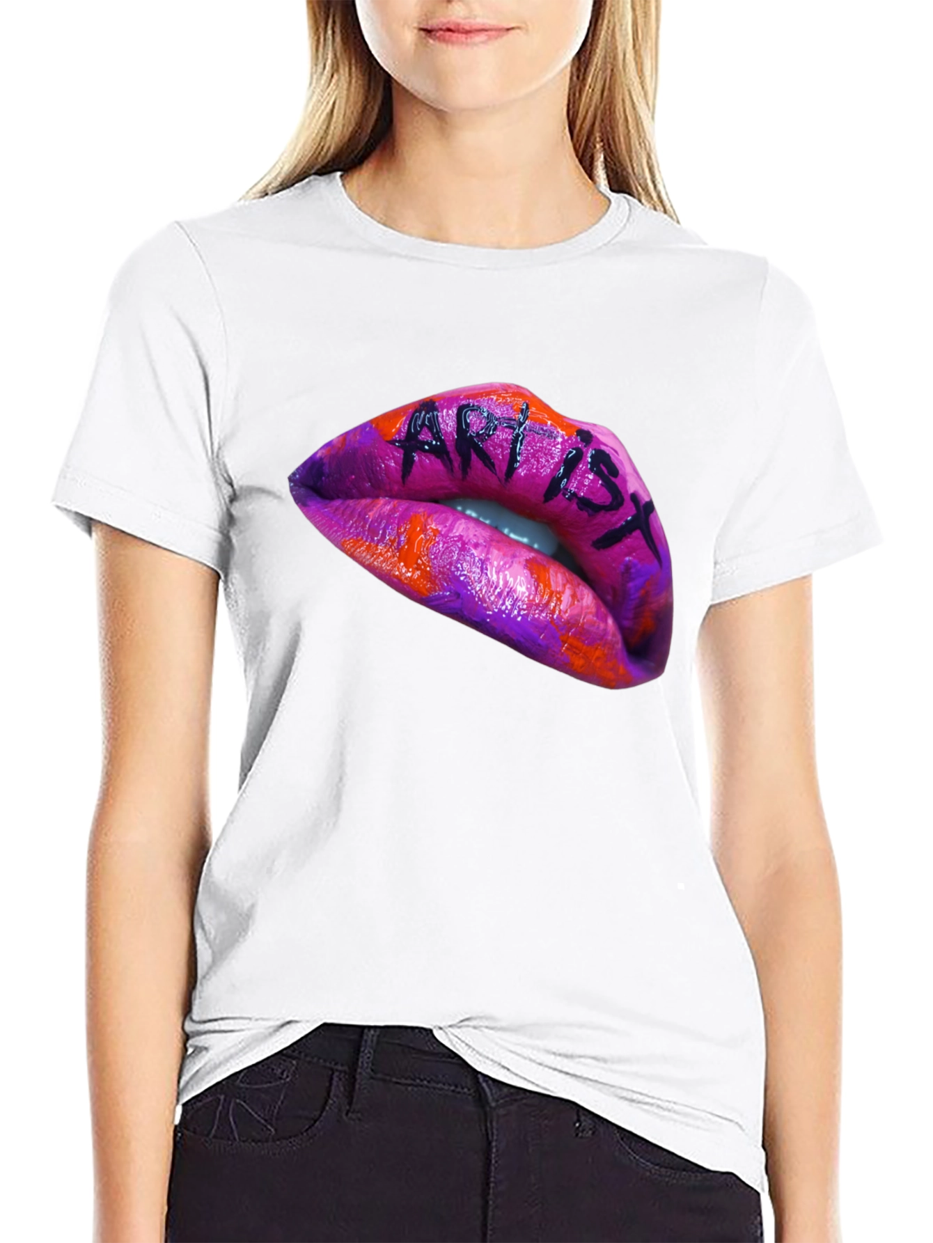 Artist Lips Graphic Black T-Shirt