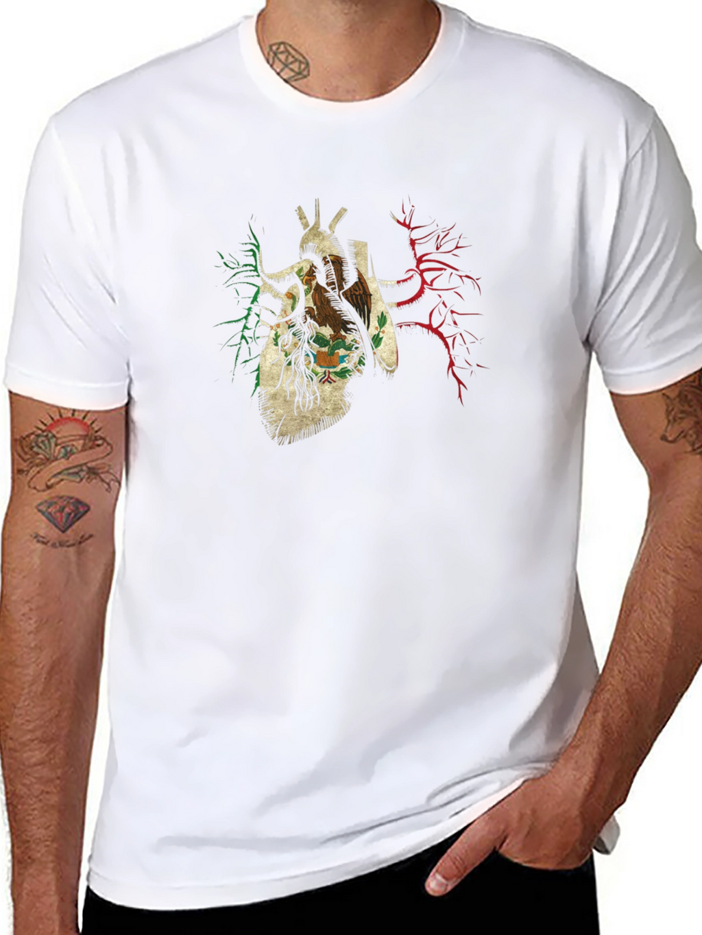 Anatomical Heart Mexico Flag T-Shirt