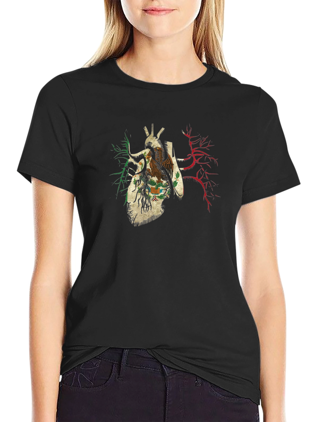 Anatomical Heart Mexico Flag T-Shirt