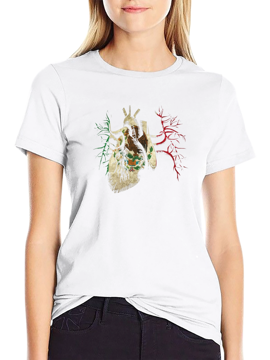 Anatomical Heart Mexico Flag T-Shirt