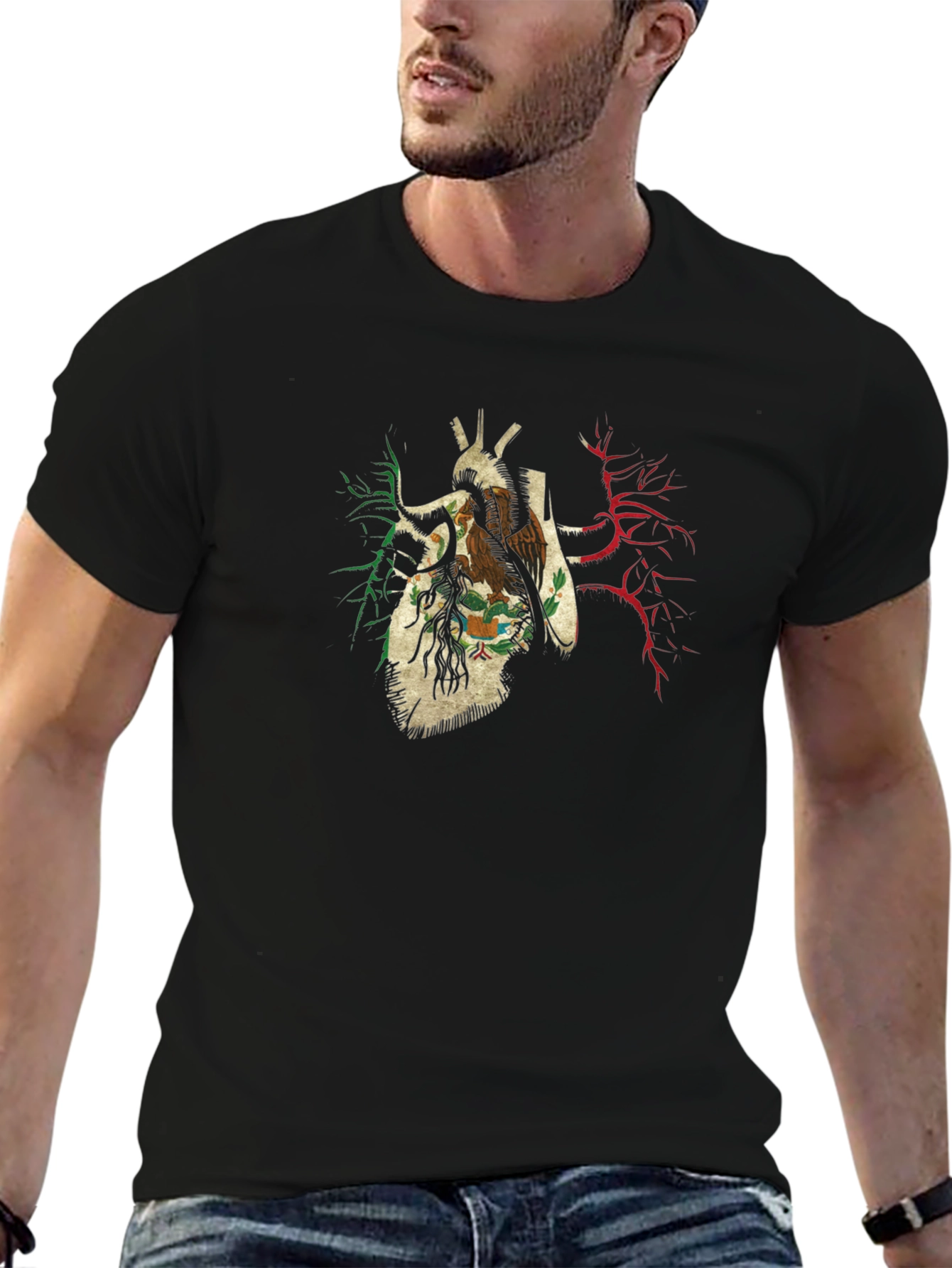 Anatomical Heart Mexico Flag T-Shirt