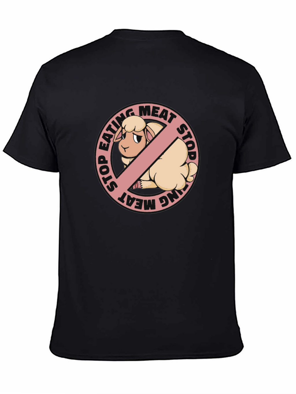 Stop Eating Meat Vegan T-Shirt with Sheep Graphic