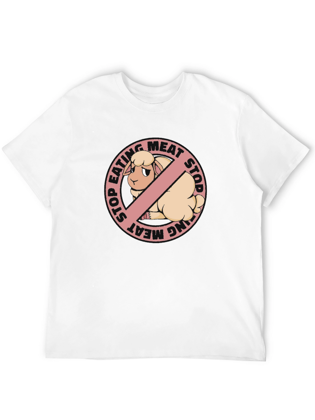 Stop Eating Meat Vegan T-Shirt with Sheep Graphic