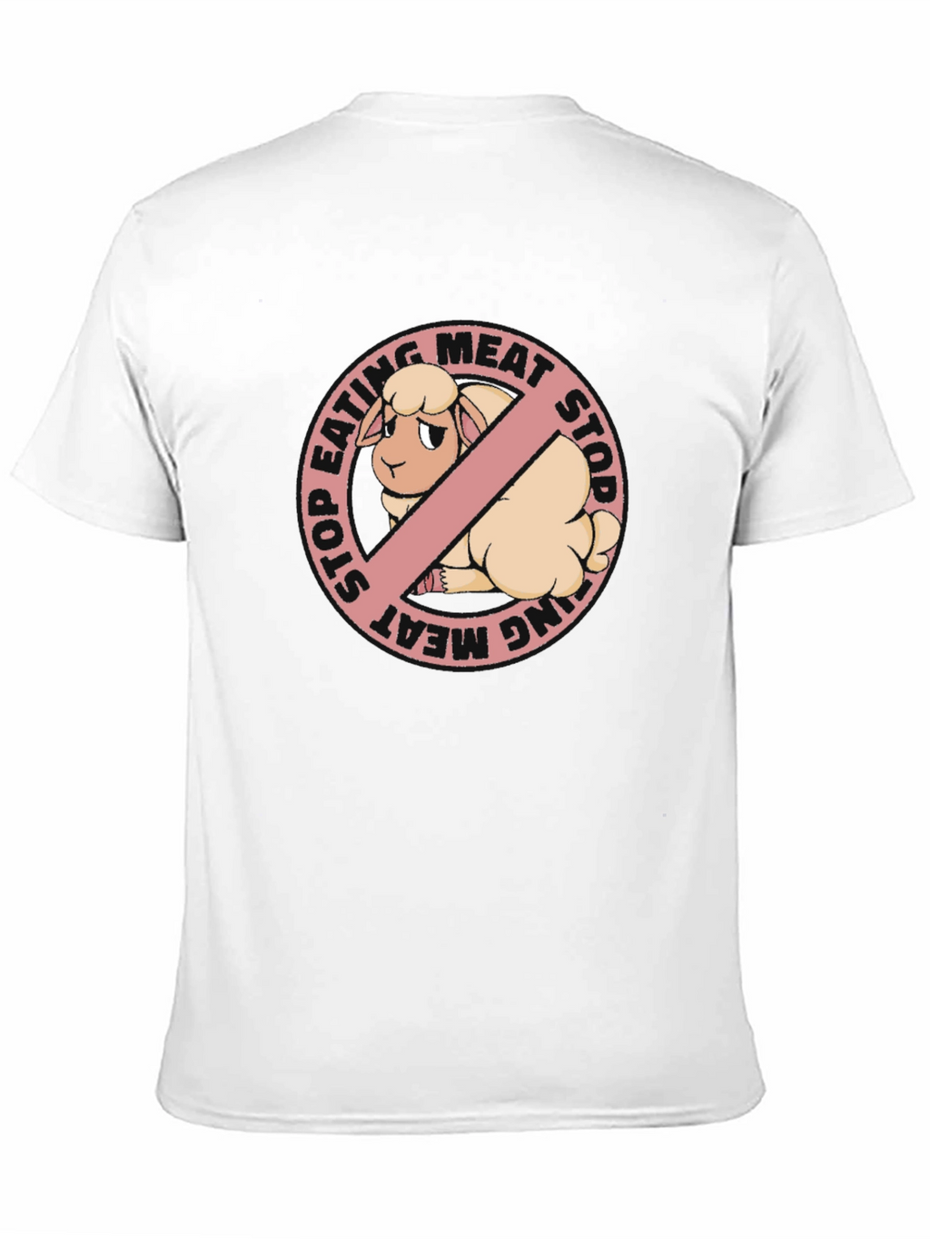 Stop Eating Meat Vegan T-Shirt with Sheep Graphic