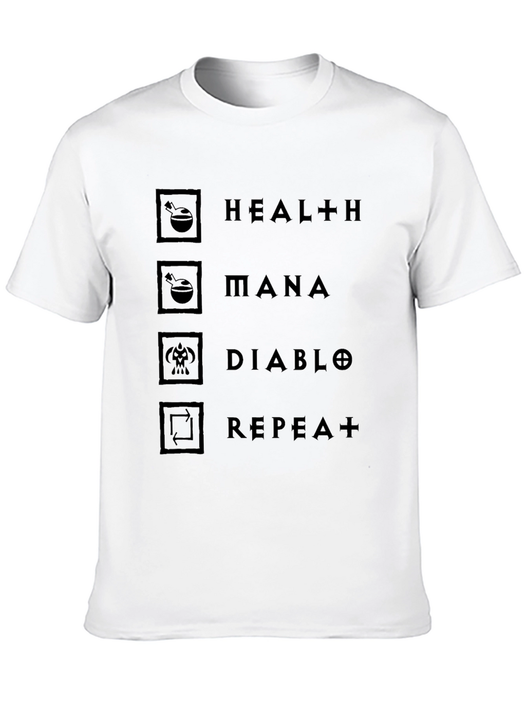 Diablo Inspired Graphic T-Shirt - Health Mana Repeat