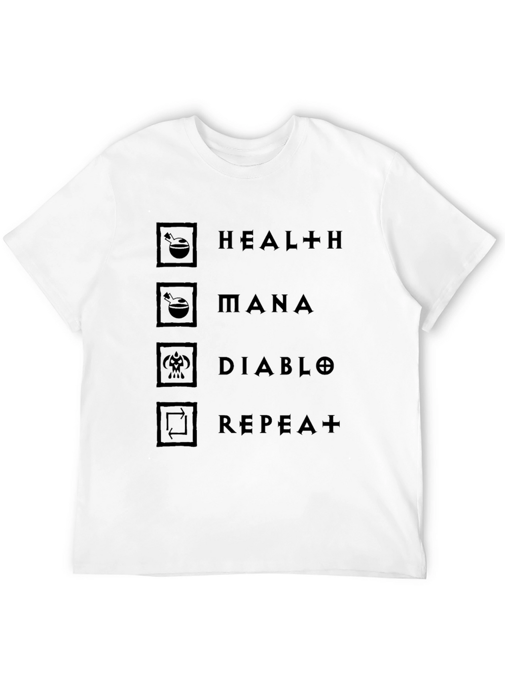 Diablo Inspired Graphic T-Shirt - Health Mana Repeat