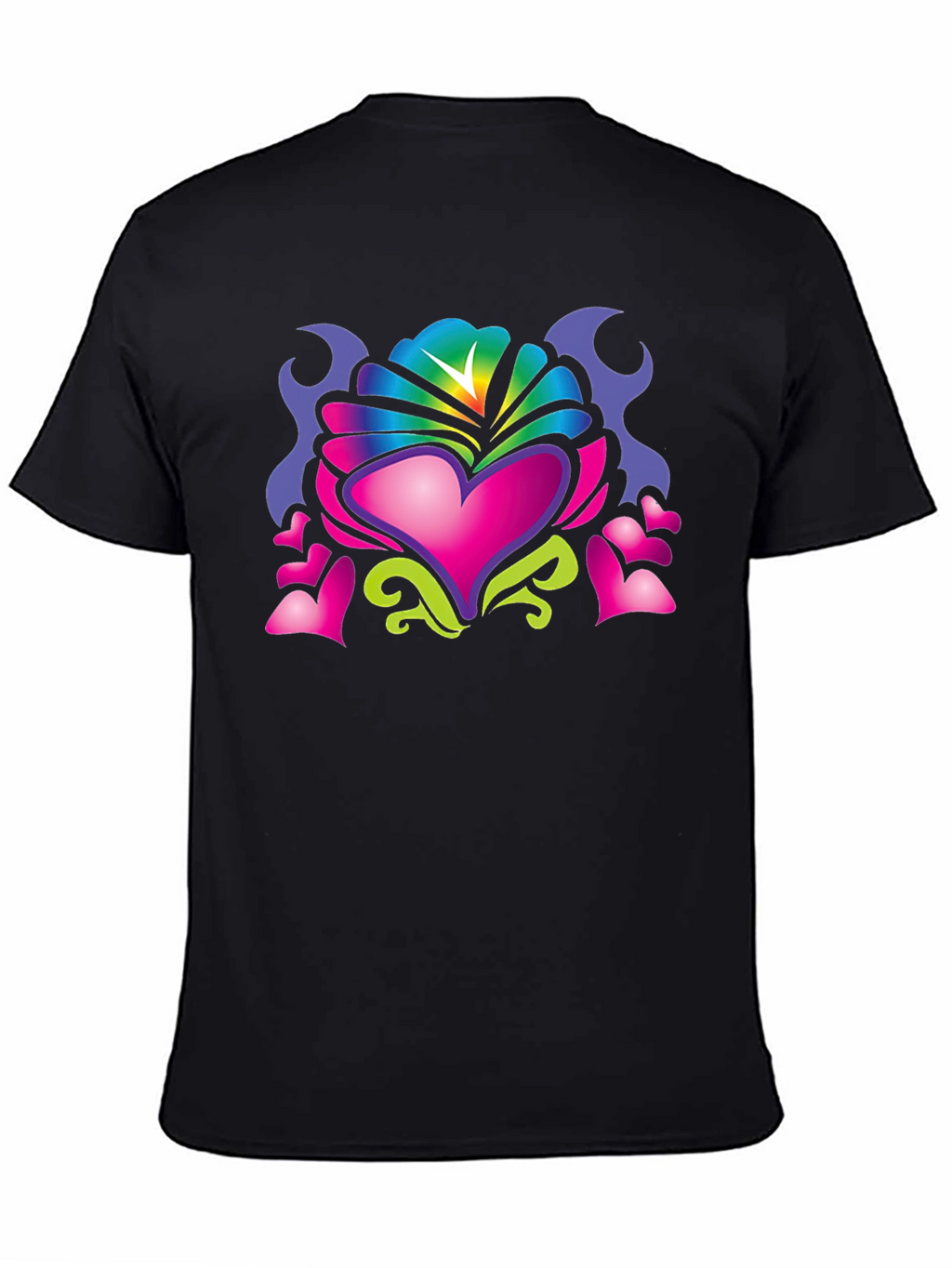 Heart Art Graphic Tee - Black Cotton Blend