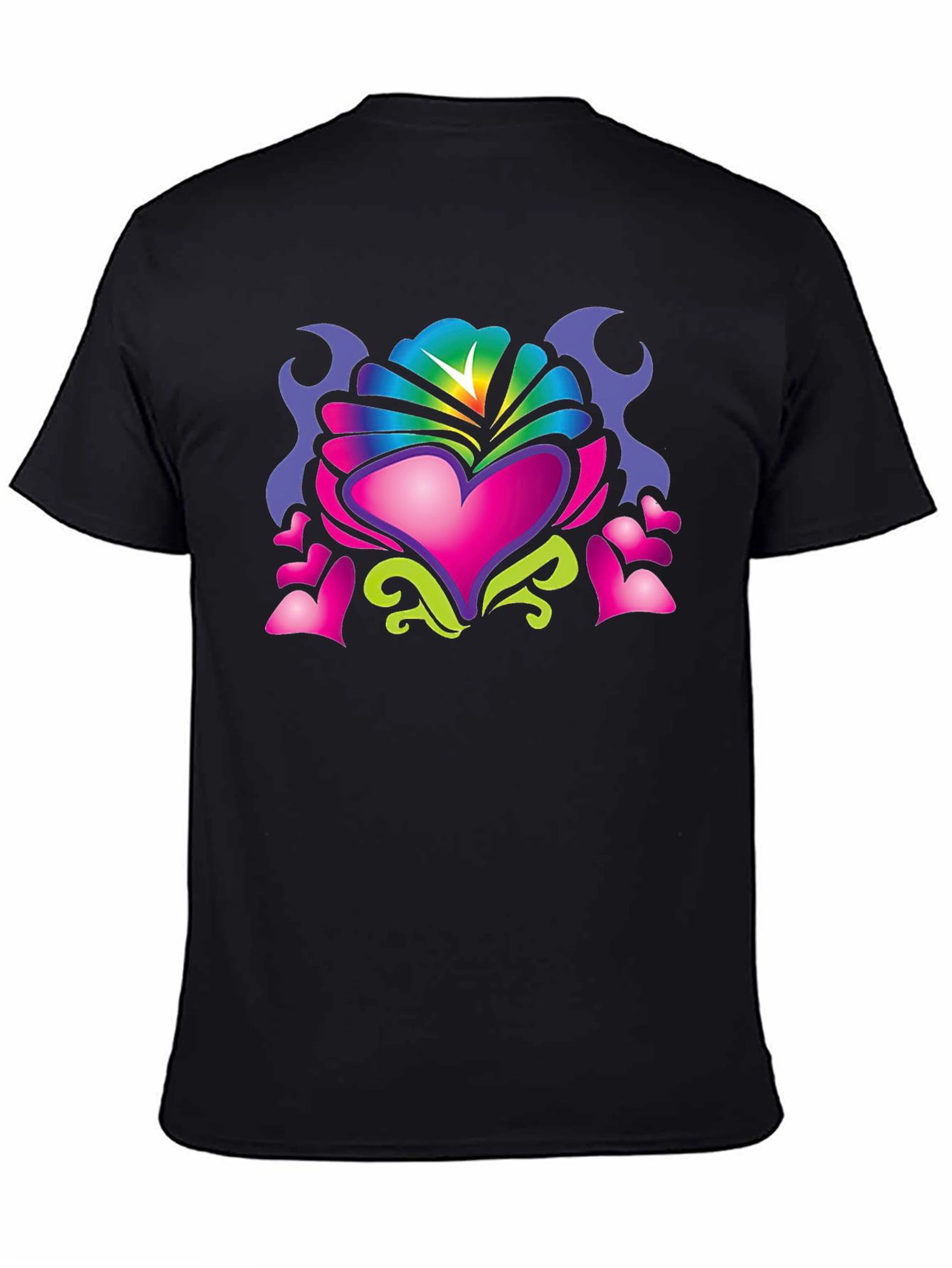 Heart Art Graphic Tee - Black Cotton Blend