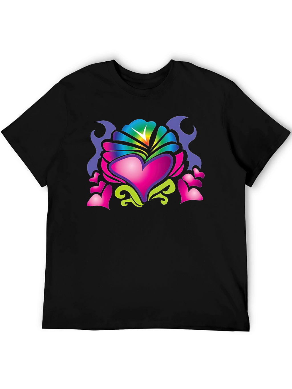 Heart Art Graphic Tee - Black Cotton Blend