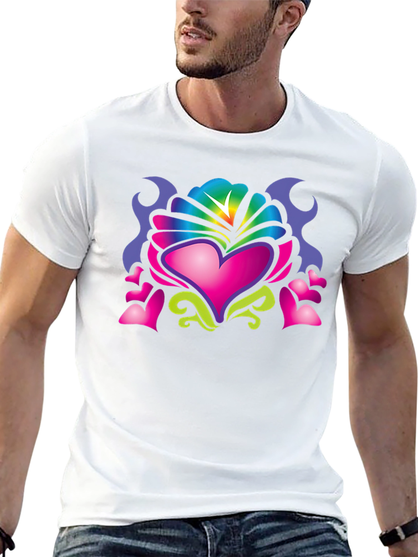 Heart Art Graphic Tee - Black Cotton Blend