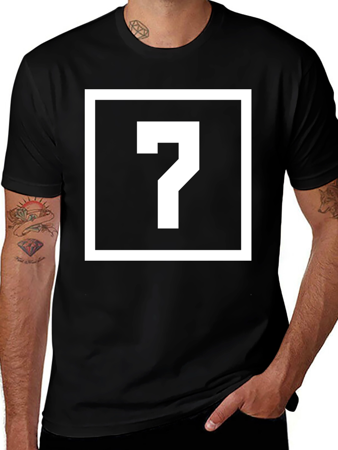 Mystery Question Mark Graphic Tee - Black