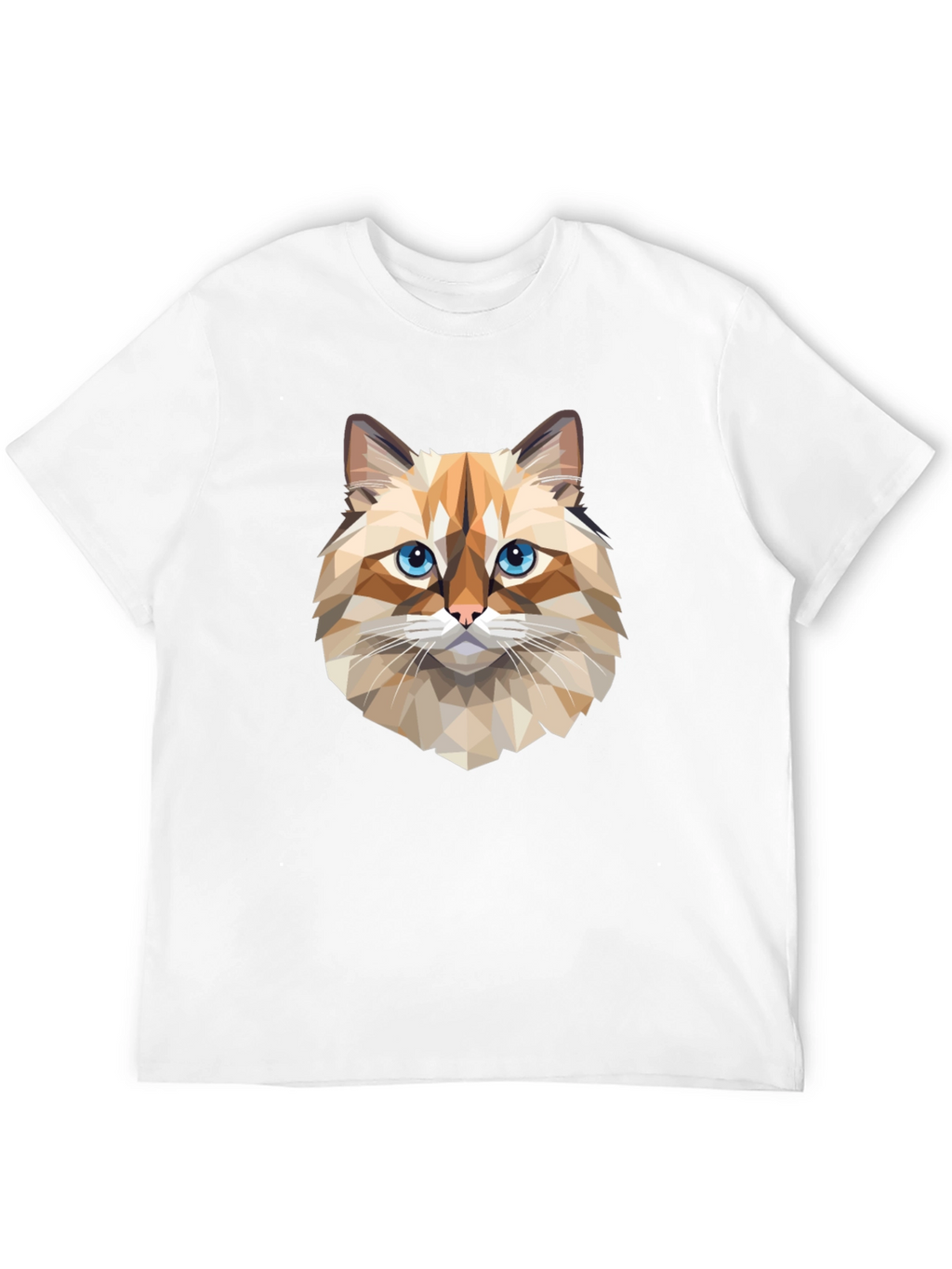 Geometric Cat Graphic Tee - Black