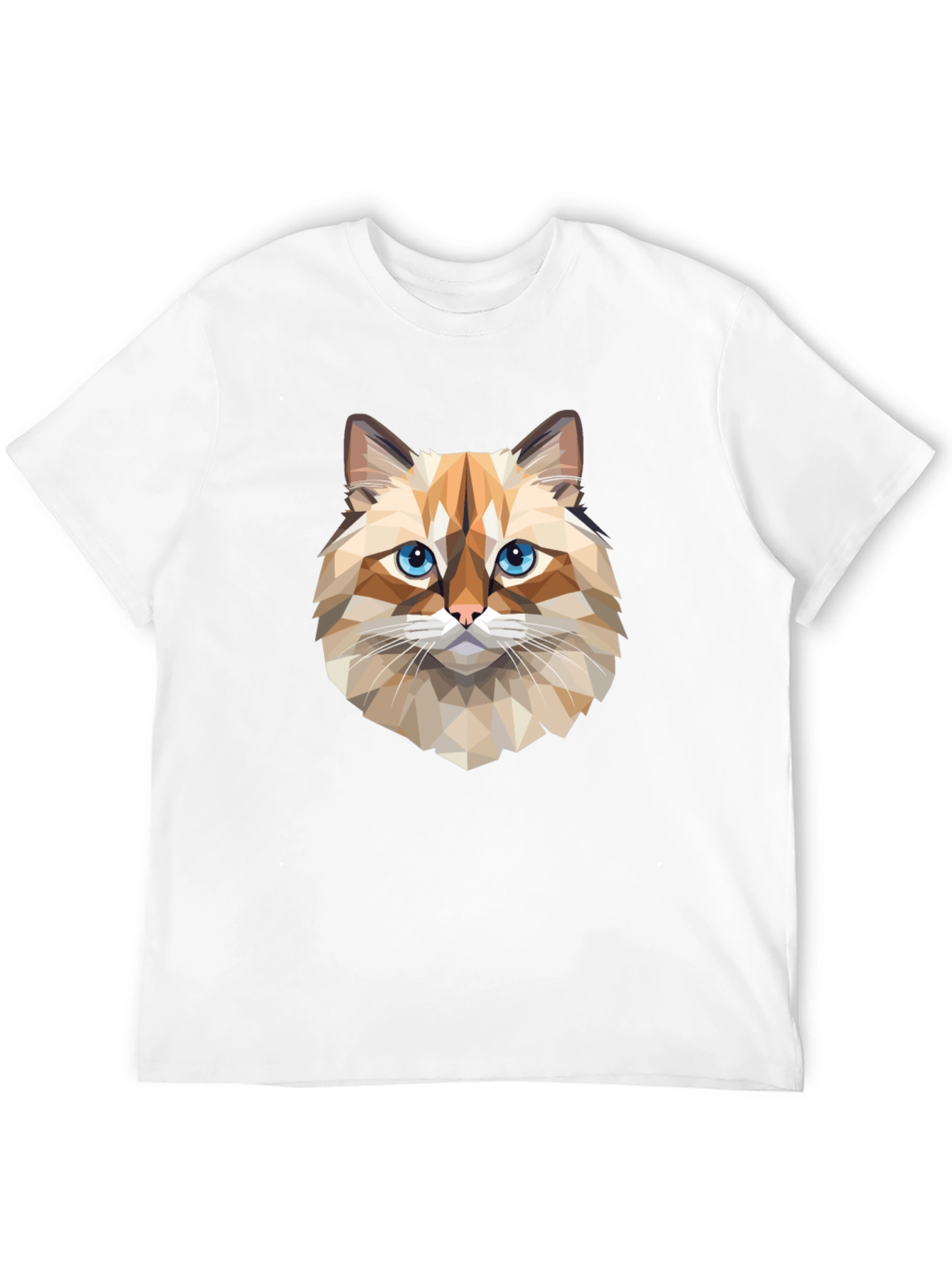 Geometric Cat Graphic Tee - Black