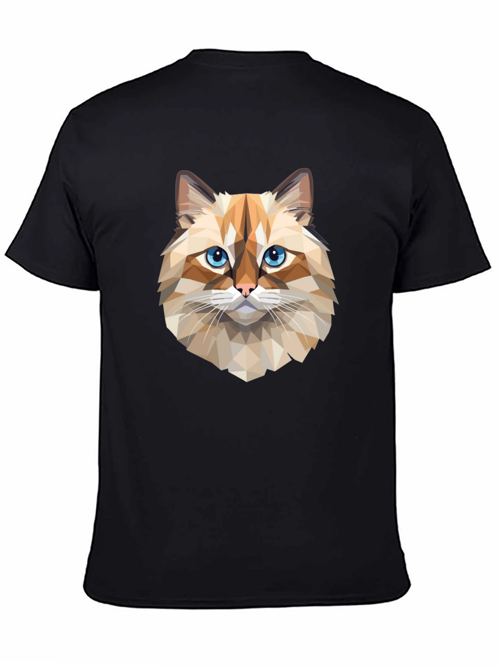 Geometric Cat Graphic Tee - Black