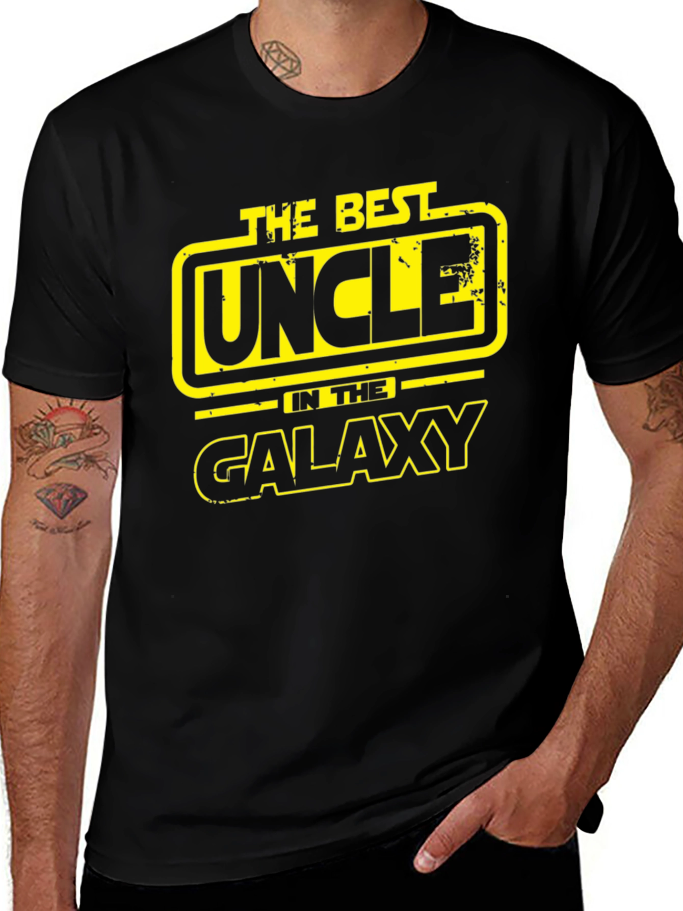 Best Uncle in the Galaxy Graphic T-Shirt - Black