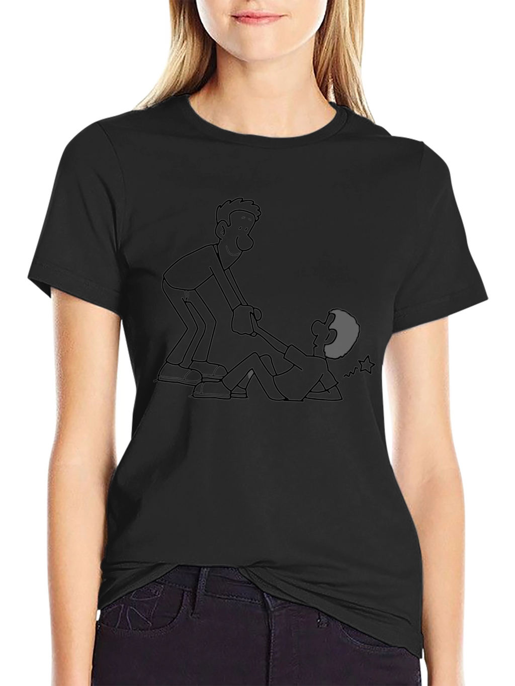 Helping Hand Graphic Tee - Black Cotton Blend