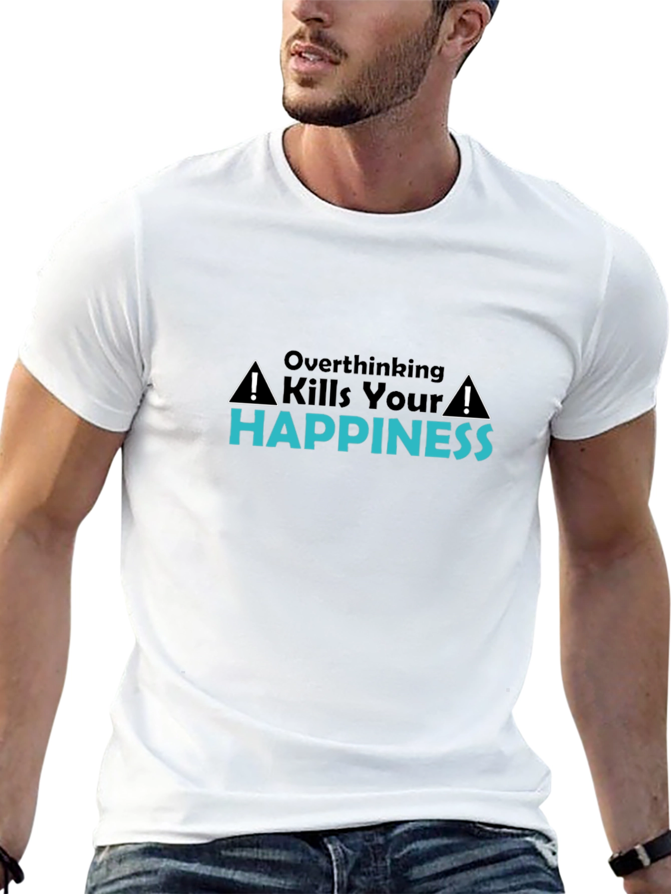 Overthinking Kills Happiness Black T-Shirt