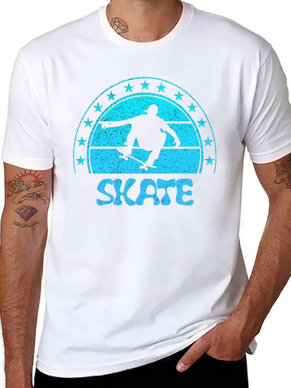 Skate Graphic Tee - Retro Skateboarder Shirt