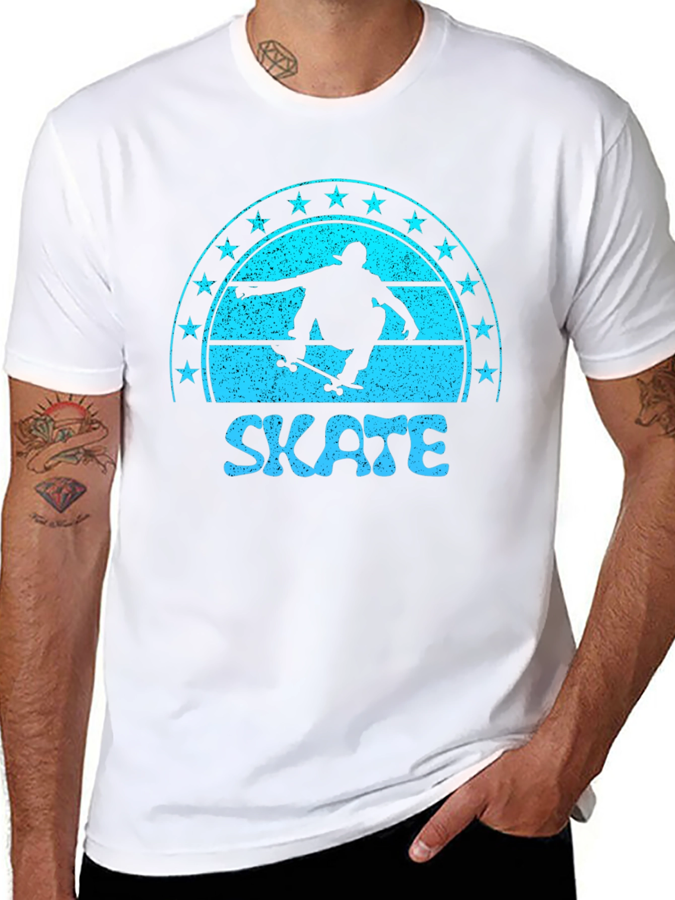 Skate Graphic Tee - Retro Skateboarder Shirt