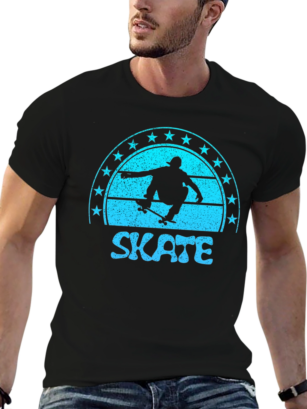 Skate Graphic Tee - Retro Skateboarder Shirt