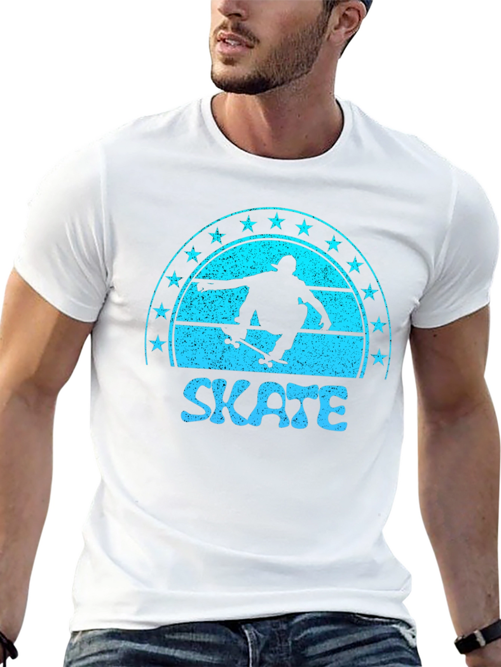 Skate Graphic Tee - Retro Skateboarder Shirt