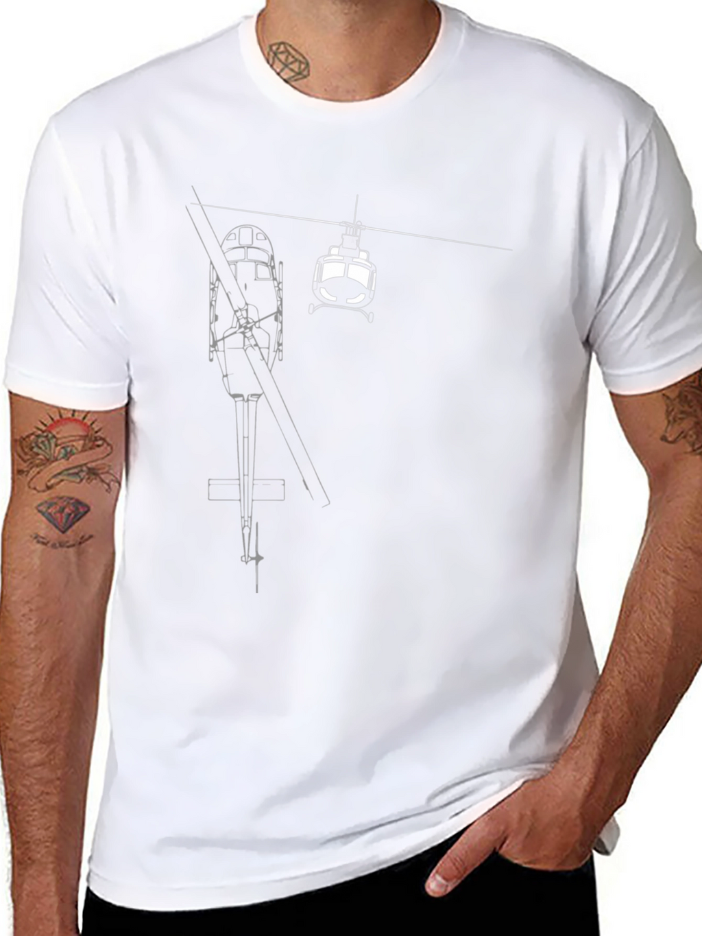 Helicopter Diagram Graphic Tee - Black