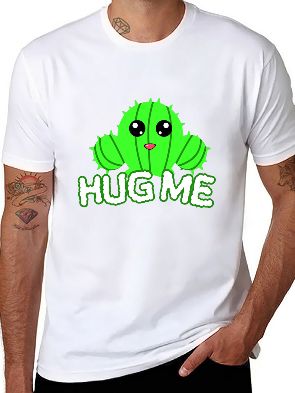 Cute Cactus Hug Me Graphic T-Shirt