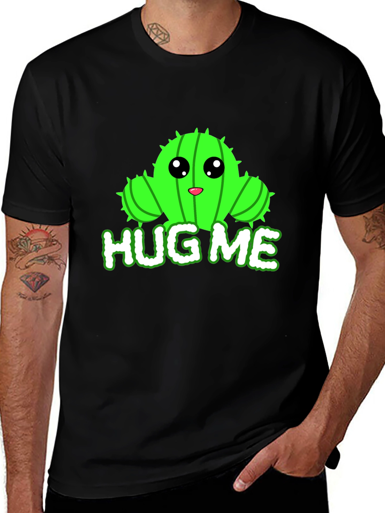 Cute Cactus Hug Me Graphic T-Shirt