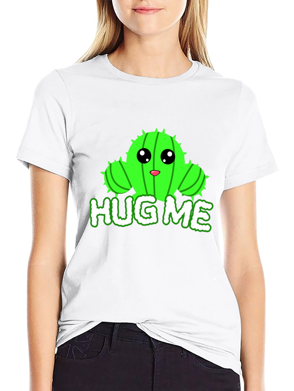 Cute Cactus Hug Me Graphic T-Shirt