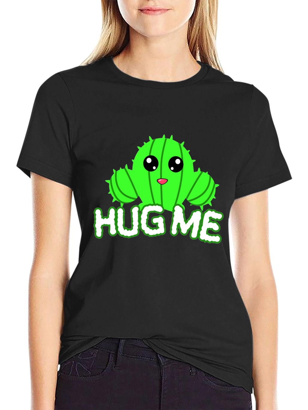 Cute Cactus Hug Me Graphic T-Shirt