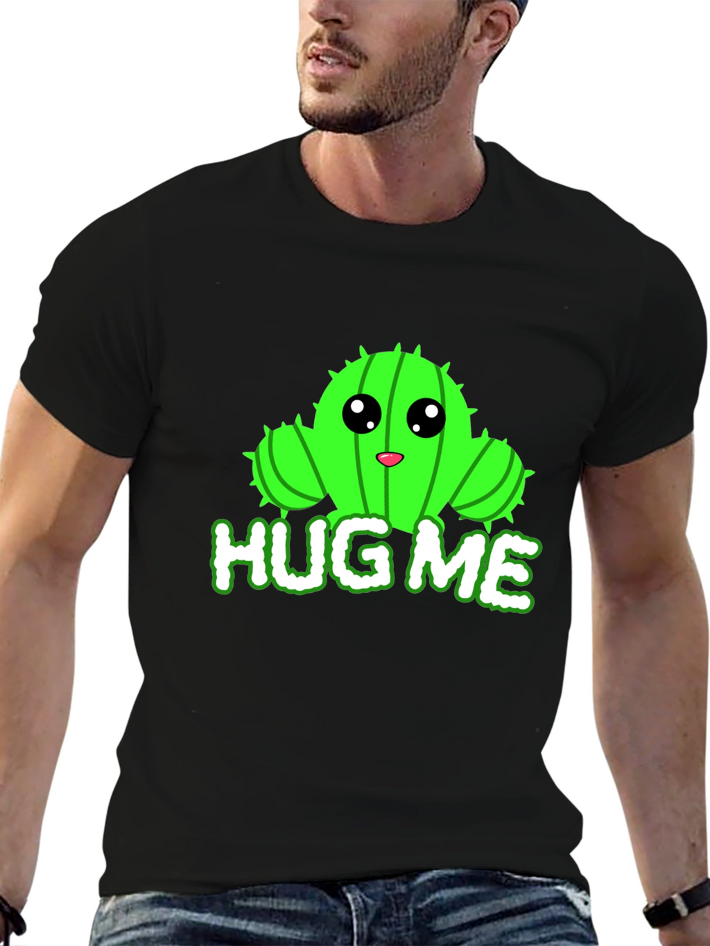 Cute Cactus Hug Me Graphic T-Shirt