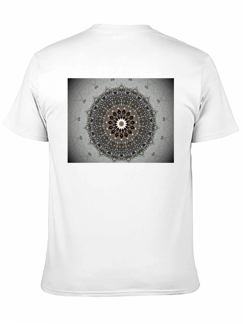 Geometric Mandala Print Black Crewneck T-Shirt