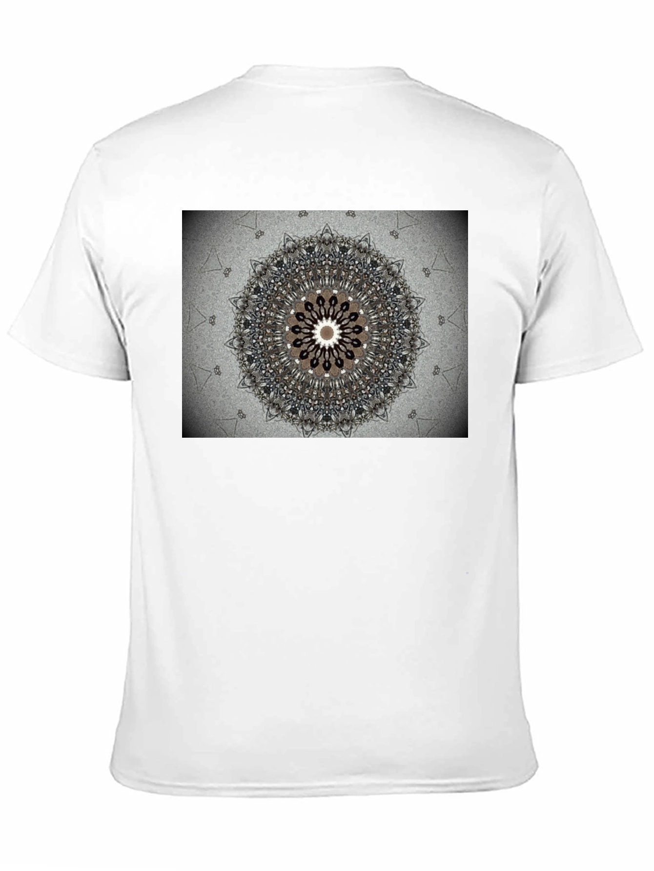 Geometric Mandala Print Black Crewneck T-Shirt