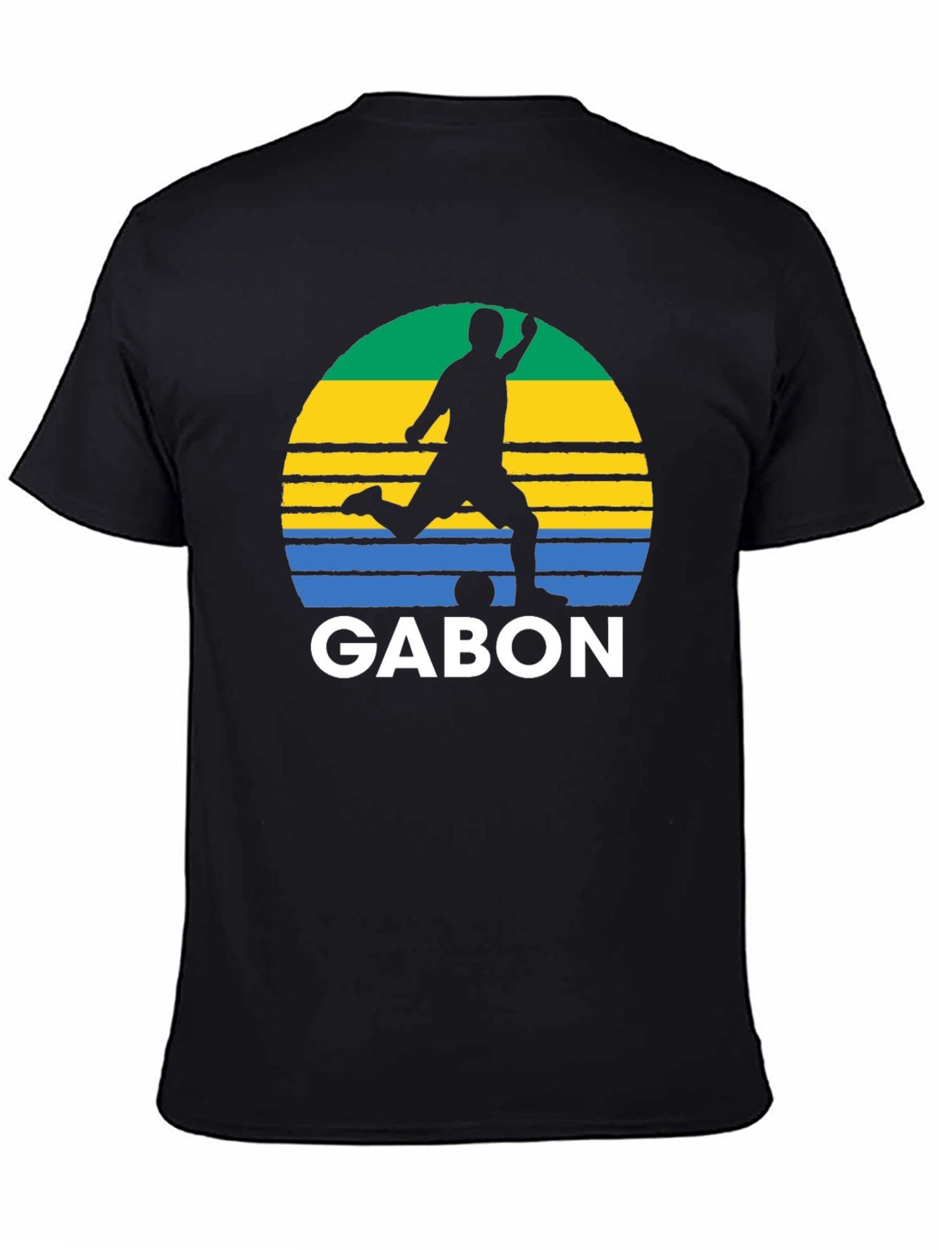 Gabon Soccer Silhouette T-Shirt - Black Graphic Tee