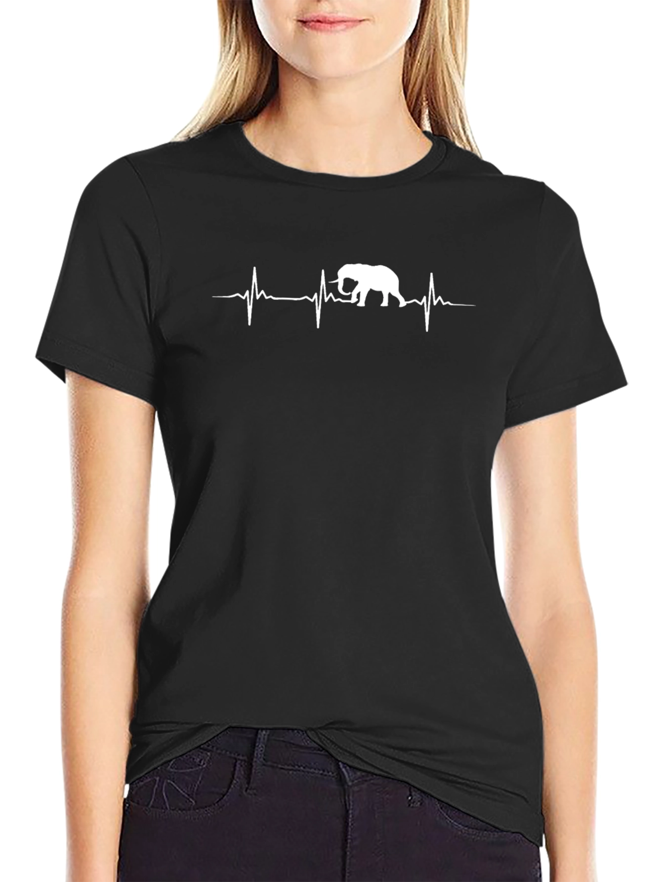 Elephant Heartbeat T-Shirt - Black Cotton Tee