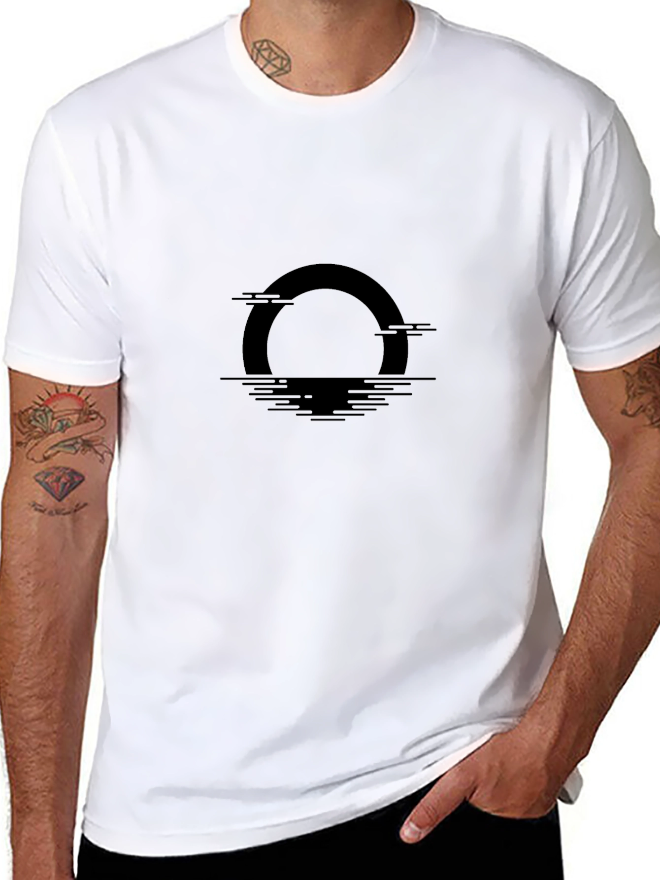 Black Graphic Tee - Sunset Design